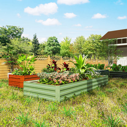 Steel Raised Bed, Plant Box Garden Bed Flower Box Stackable, Plant Pot Vegetable Bed 241x90.5x30cm for Garden Terrace, for Flowers, Plants, Fruit, Vegetables, Green