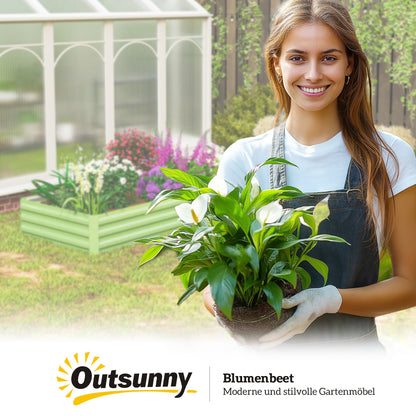 Steel Raised Bed, Plant Box Garden Bed Flower Box Stackable, Plant Pot Vegetable Bed 241x90.5x30cm for Garden Terrace, for Flowers, Plants, Fruit, Vegetables, Green