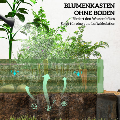 Steel Raised Bed, Plant Box Garden Bed Flower Box Stackable, Plant Pot Vegetable Bed 241x90.5x30cm for Garden Terrace, for Flowers, Plants, Fruit, Vegetables, Green