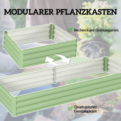 Steel Raised Bed, Plant Box Garden Bed Flower Box Stackable, Plant Pot Vegetable Bed 241x90.5x30cm for Garden Terrace, for Flowers, Plants, Fruit, Vegetables, Green