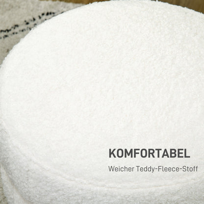 Ottoman Ottoman Ottoman with Teddy Velvet Look Footstool Ottoman for Bedroom, Living Room, Cream White, Ø40 x 45 cm