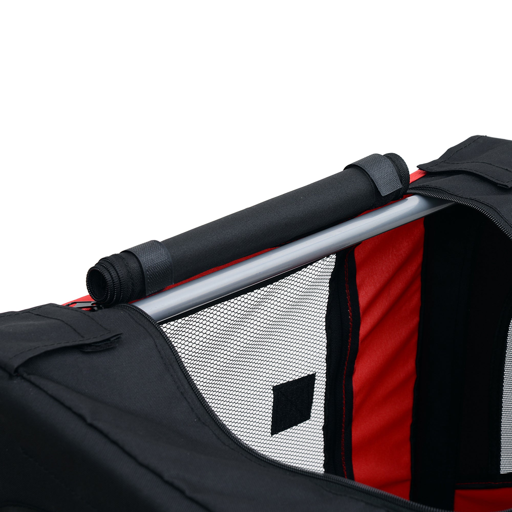 Pet Bike Trailer 8 Reflectors Flag Hitch Bar Included Steel Waterproof Polyester Max. 30 Kg 130L x 73W x 90H cm Red