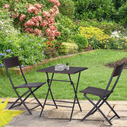 Poly Rattan Garden Furniture Set, Outdoor Lounge Balcony Furniture for 2 People, 3-Piece Dining Set, 2 Chairs, Table, Weatherproof Garden Lounge for Garden, Patio, Balcony, Coffee Brown