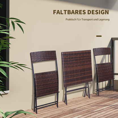 Poly Rattan Garden Furniture Set, Outdoor Lounge Balcony Furniture for 2 People, 3-Piece Dining Set, 2 Chairs, Table, Weatherproof Garden Lounge for Garden, Patio, Balcony, Coffee Brown