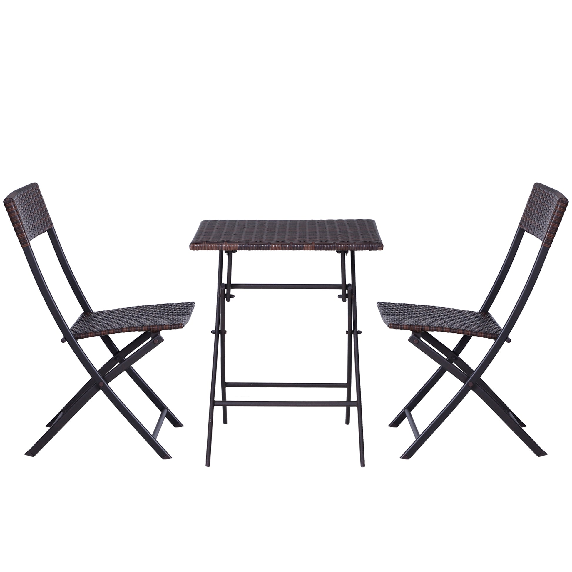 Poly Rattan Garden Furniture Set, Outdoor Lounge Balcony Furniture for 2 People, 3-Piece Dining Set, 2 Chairs, Table, Weatherproof Garden Lounge for Garden, Patio, Balcony, Coffee Brown