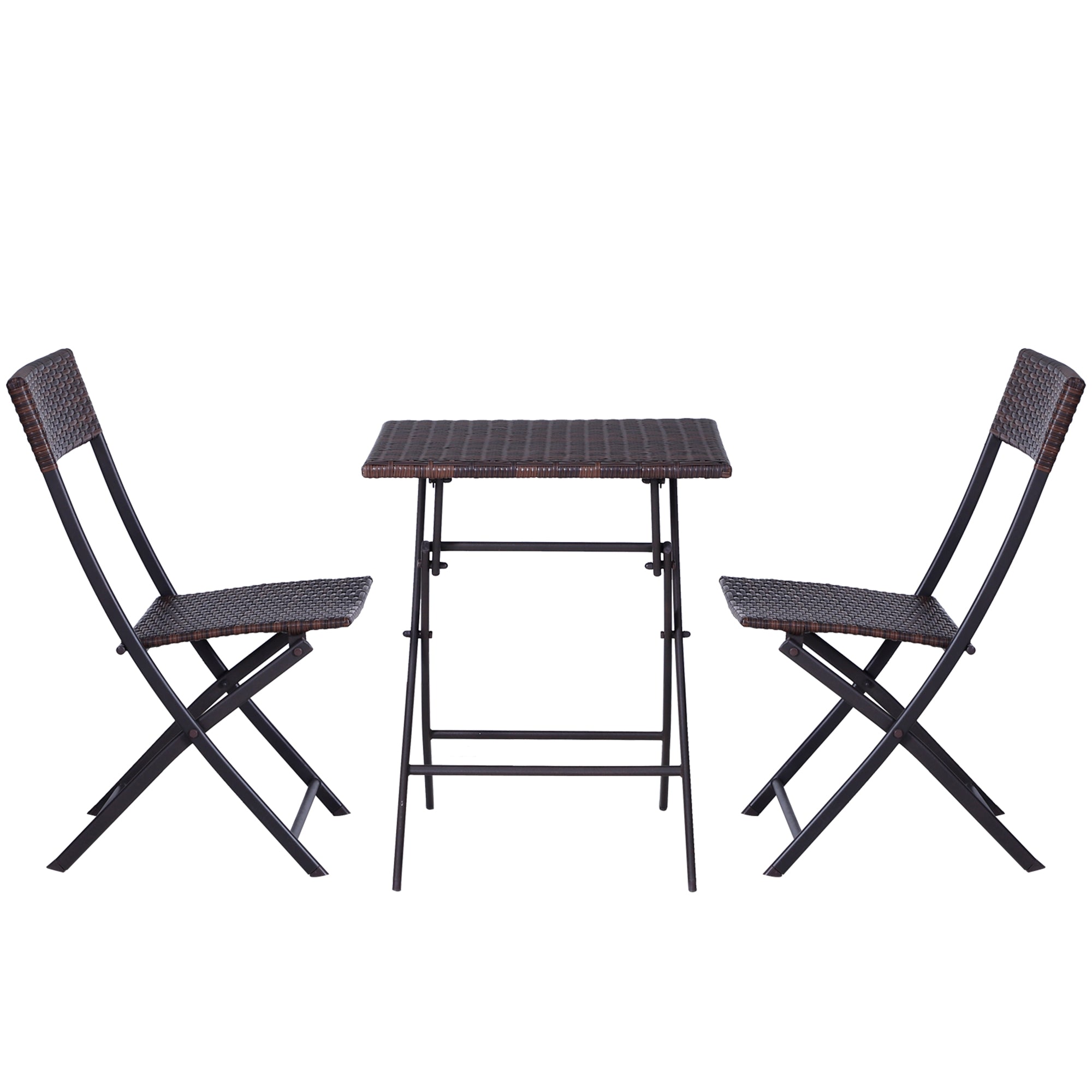 Poly Rattan Garden Furniture Set, Outdoor Lounge Balcony Furniture for 2 People, 3-Piece Dining Set, 2 Chairs, Table, Weatherproof Garden Lounge for Garden, Patio, Balcony, Coffee Brown
