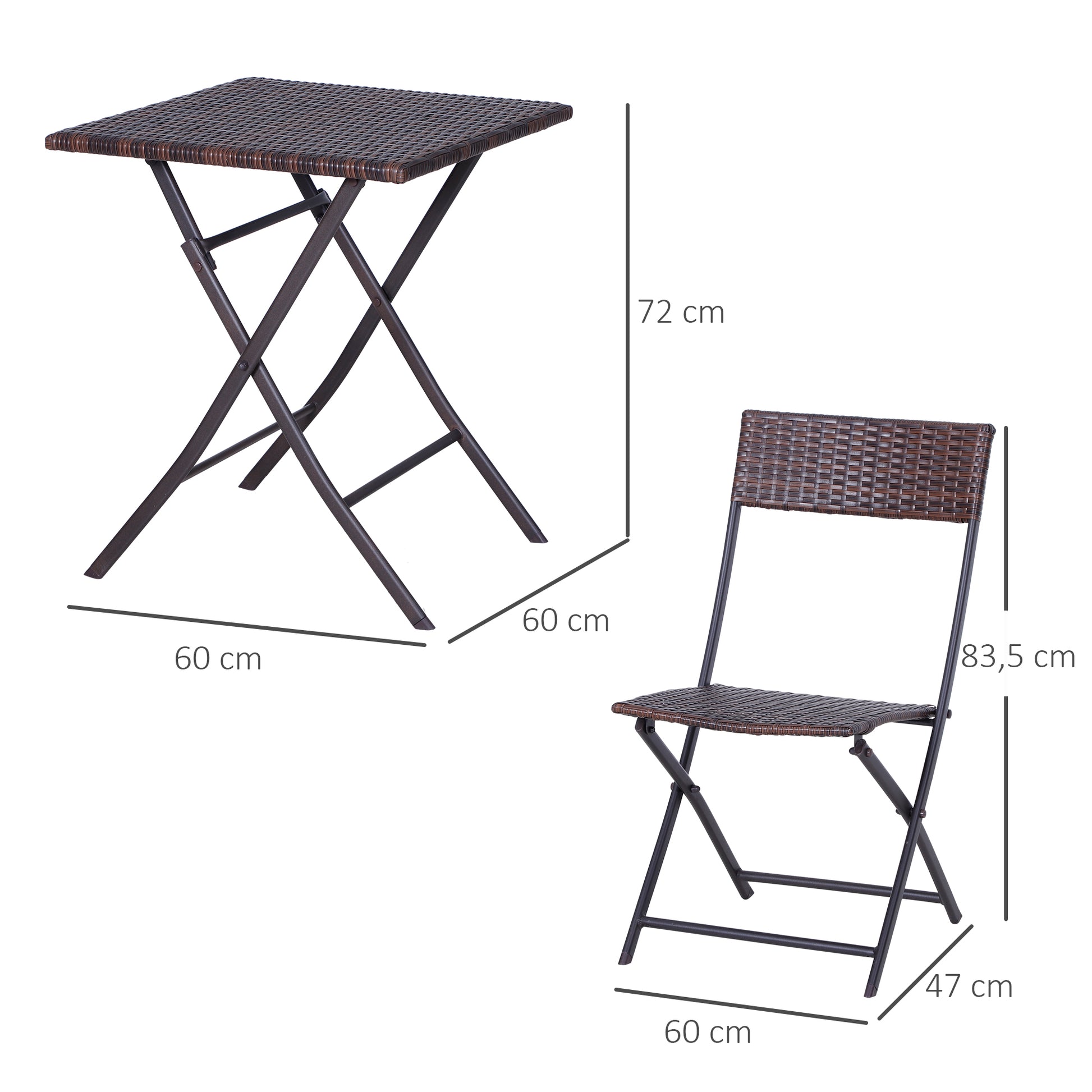 Poly Rattan Garden Furniture Set, Outdoor Lounge Balcony Furniture for 2 People, 3-Piece Dining Set, 2 Chairs, Table, Weatherproof Garden Lounge for Garden, Patio, Balcony, Coffee Brown