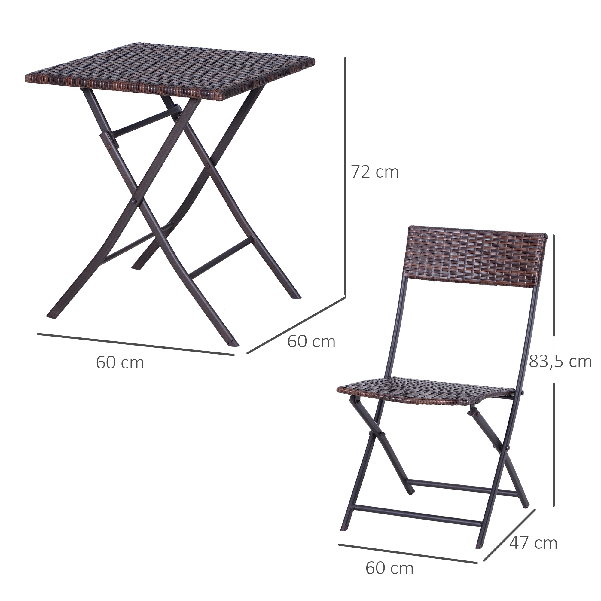 Poly Rattan Garden Furniture Set, Outdoor Lounge Balcony Furniture for 2 People, 3-Piece Dining Set, 2 Chairs, Table, Weatherproof Garden Lounge for Garden, Patio, Balcony, Coffee Brown