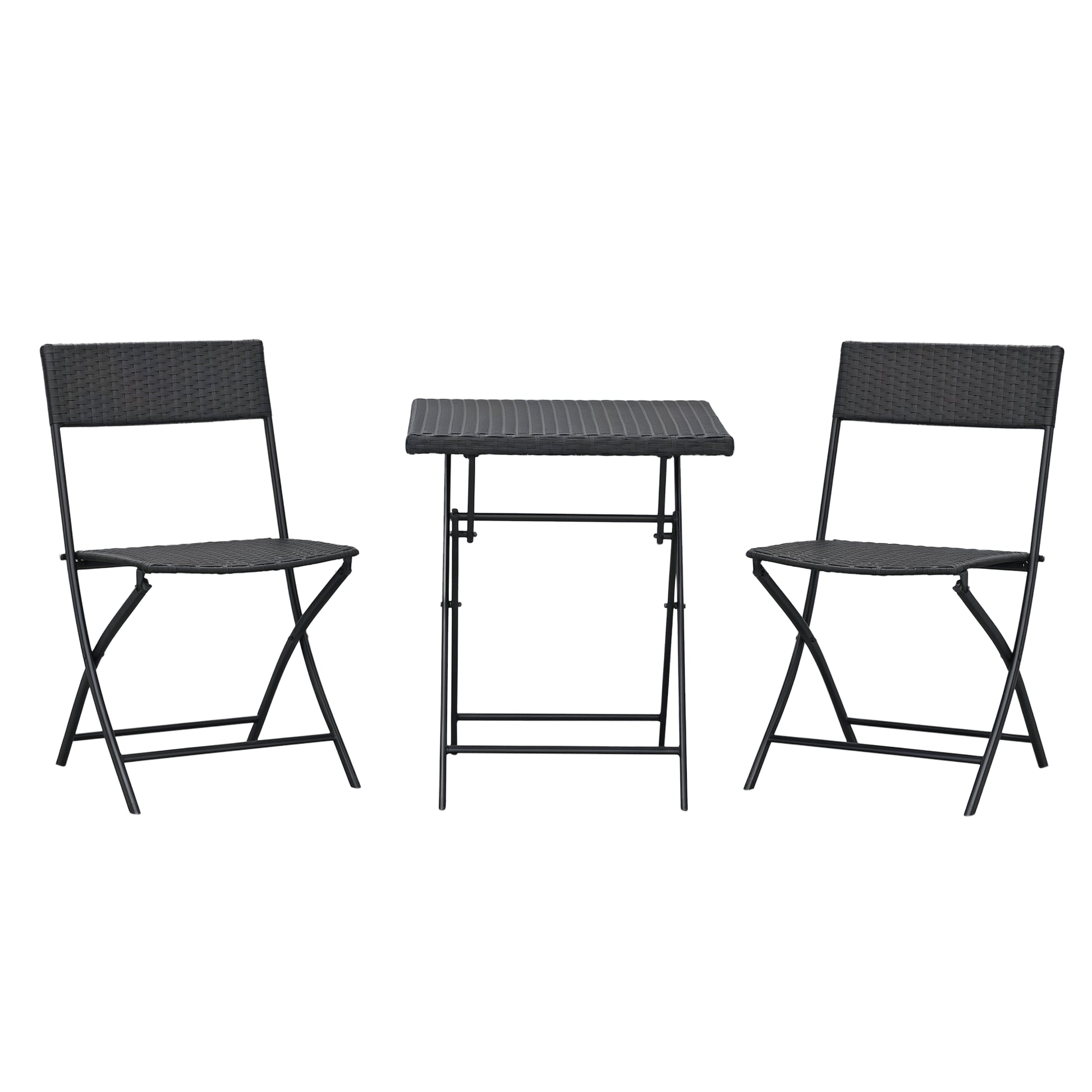 Poly Rattan Garden Furniture Set, Outdoor Lounge Balcony Furniture for 2 People, 3-Piece Dining Set, 2 Chairs, Table, Weatherproof Garden Lounge for Garden, Patio, Balcony, Coffee Brown
