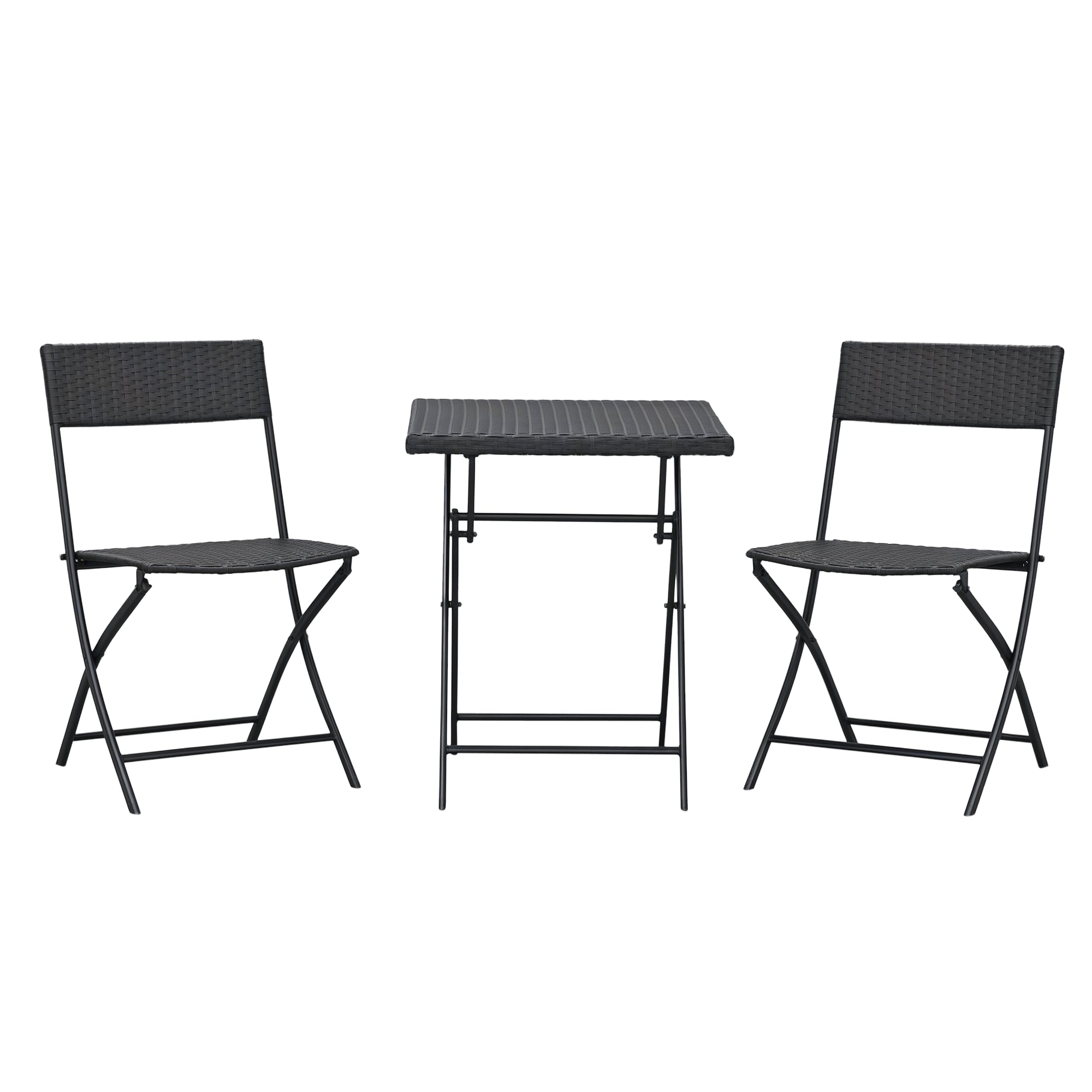 Poly Rattan Garden Furniture Set, Outdoor Lounge Balcony Furniture for 2 People, 3-Piece Dining Set, 2 Chairs, Table, Weatherproof Garden Lounge for Garden, Patio, Balcony, Coffee Brown