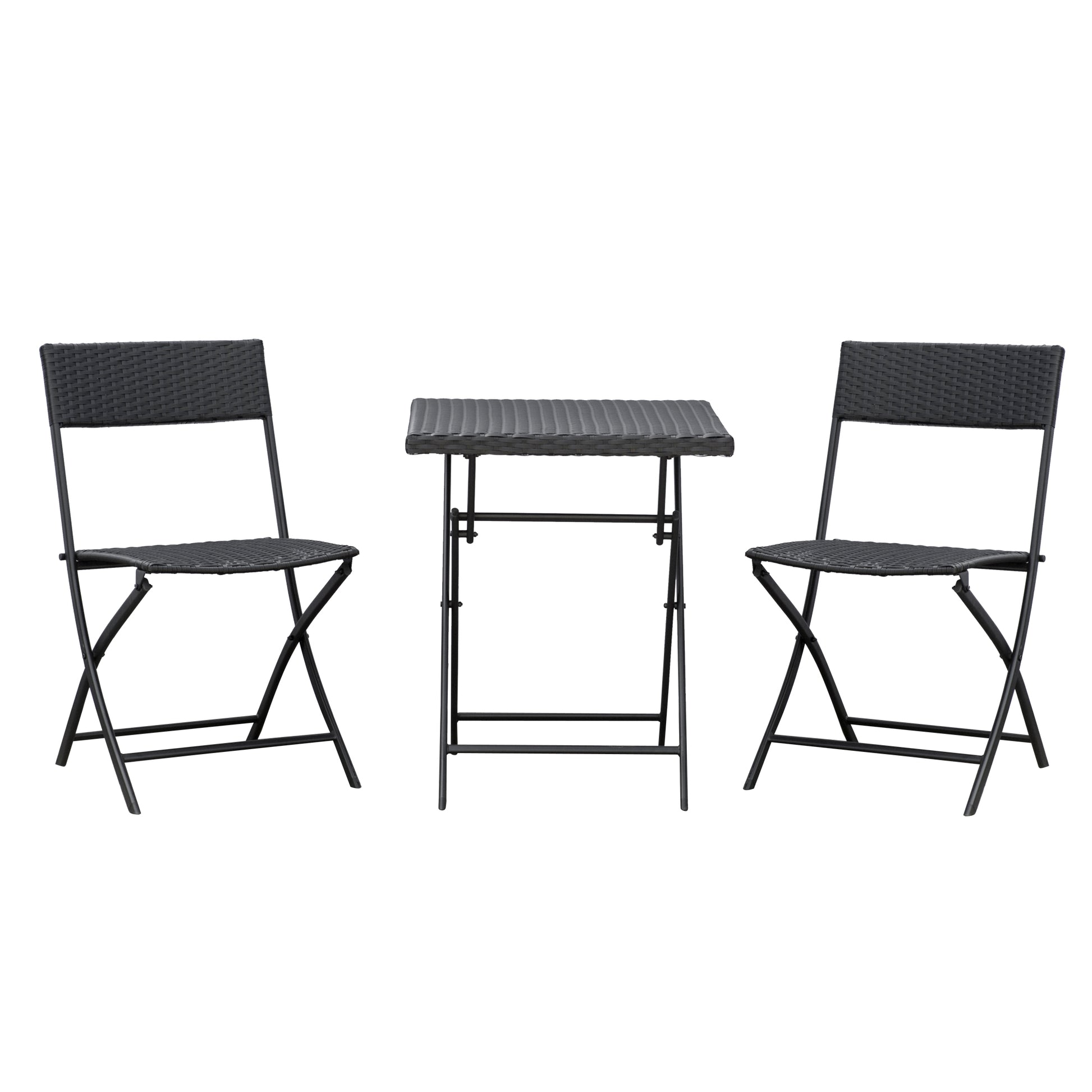 Poly Rattan Garden Furniture Set, Outdoor Lounge Balcony Furniture for 2 People, 3-Piece Dining Set, 2 Chairs, Table, Weatherproof Garden Lounge for Garden, Patio, Balcony, Coffee Brown