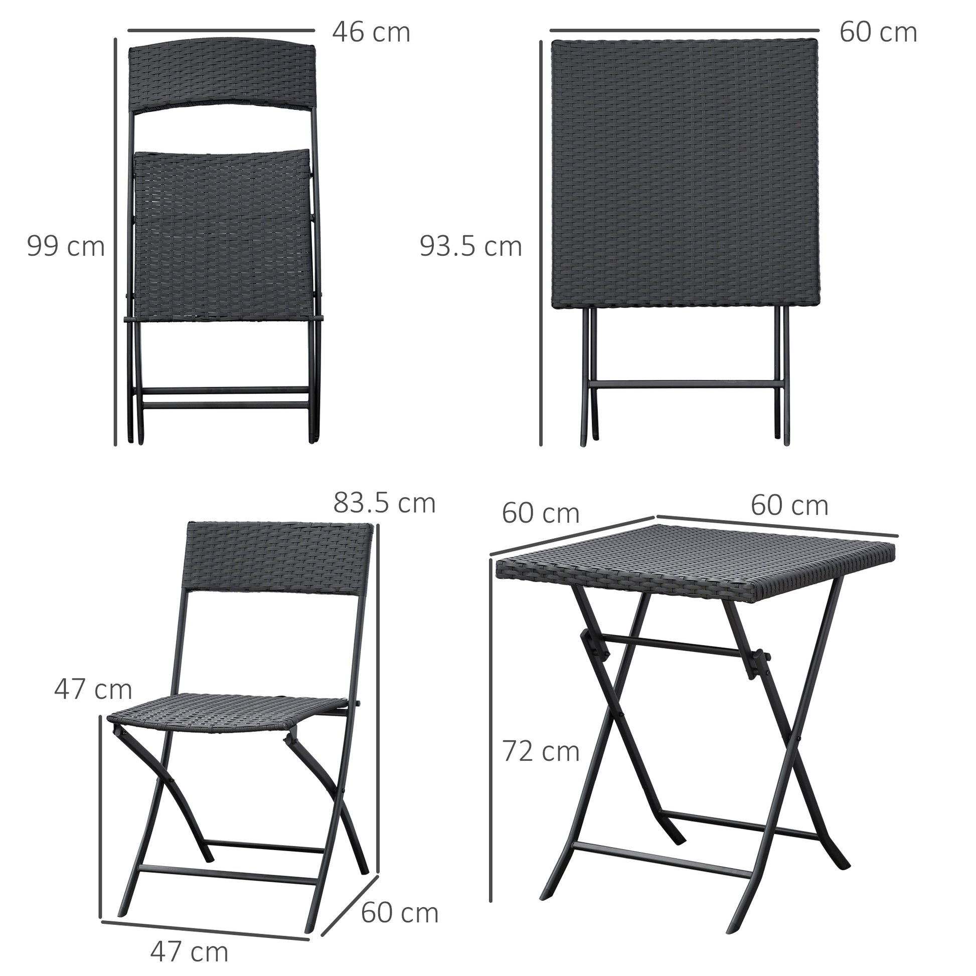 Poly Rattan Garden Furniture Set, Outdoor Lounge Balcony Furniture for 2 People, 3-Piece Dining Set, 2 Chairs, Table, Weatherproof Garden Lounge for Garden, Patio, Balcony, Coffee Brown