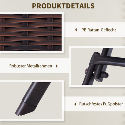 Poly Rattan Garden Furniture Set, Outdoor Lounge Balcony Furniture for 2 People, 3-Piece Dining Set, 2 Chairs, Table, Weatherproof Garden Lounge for Garden, Patio, Balcony, Coffee Brown