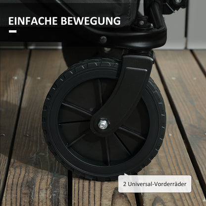 Garden Wagon 120 kg load capacity, foldable transport cart with removable cover, handle, wheels, steering axle, trolley handcart garden cart 160 liters equipment cart for home garden, Dark Grey