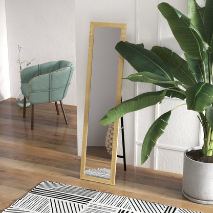 Rectangular Mirror on Wall Stand or Table with Wooden Frame for Living Room Bedroom 37 x 157 cm Natural Wood