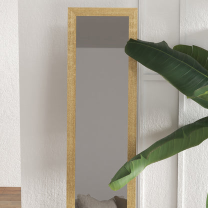 Rectangular Mirror on Wall Stand or Table with Wooden Frame for Living Room Bedroom 37 x 157 cm Natural Wood