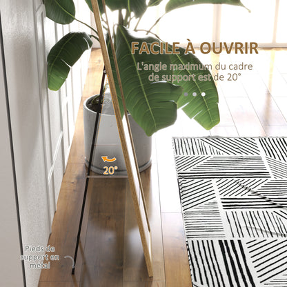 Rectangular Mirror on Wall Stand or Table with Wooden Frame for Living Room Bedroom 37 x 157 cm Natural Wood