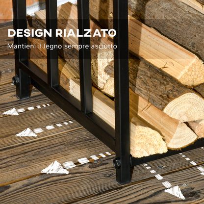 Firewood Rack for Outdoor and Indoor Use 3 Levels, Separate or Stacked, Metal Wood Rack with Tool Hooks, Black