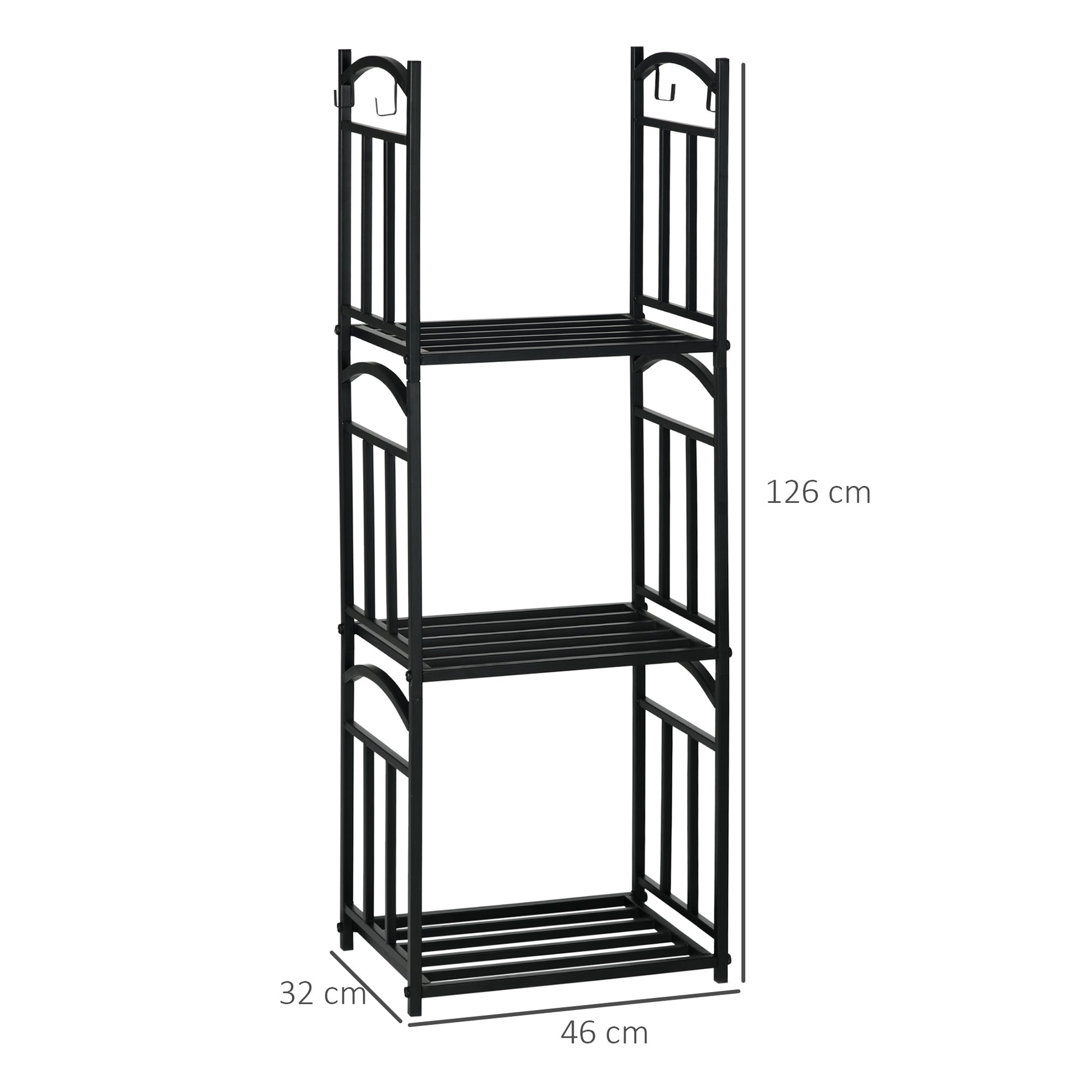 Firewood Rack for Outdoor and Indoor Use 3 Levels, Separate or Stacked, Metal Wood Rack with Tool Hooks, Black