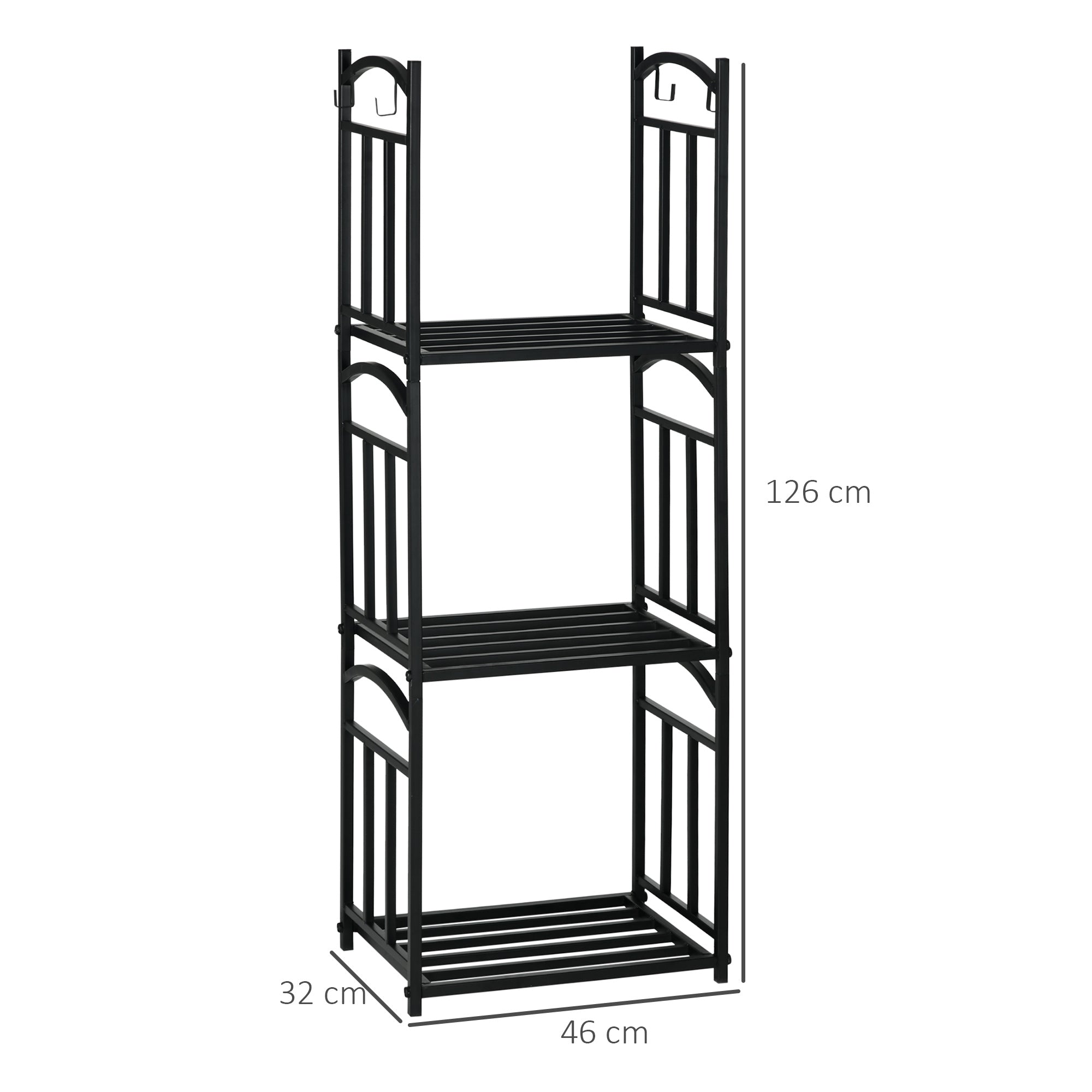 Firewood Rack for Outdoor and Indoor Use 3 Levels, Separate or Stacked, Metal Wood Rack with Tool Hooks, Black