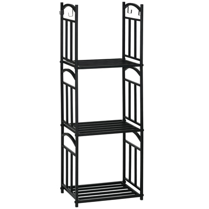 Firewood Rack for Outdoor and Indoor Use 3 Levels, Separate or Stacked, Metal Wood Rack with Tool Hooks, Black