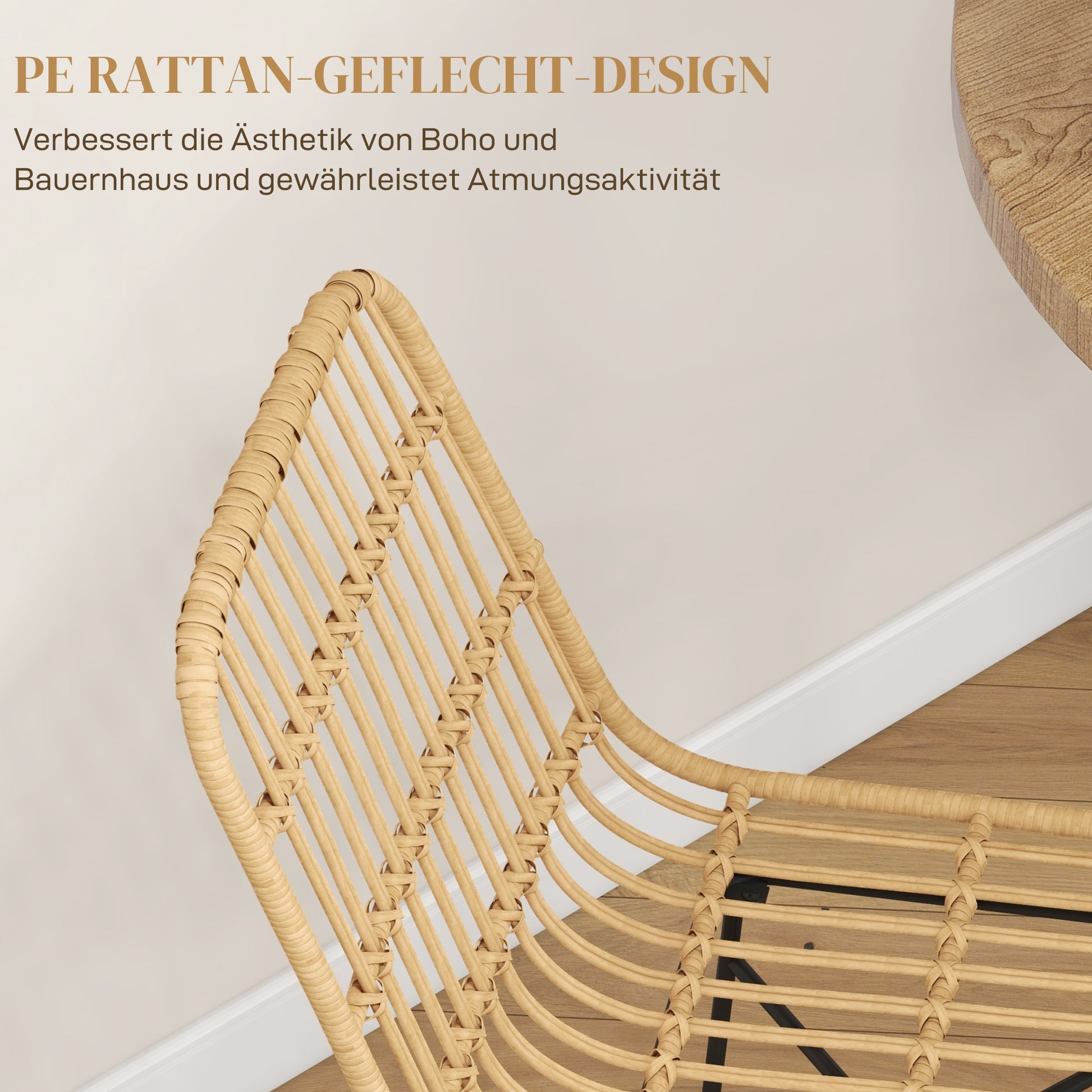 Bar Stool Set of 2, Bar Chair, Counter Stools with Backrest made of PE Rattan, Bar Chairs in Boho Design, Kitchen Stools for Kitchen, Dining Room, Steel, Yellow