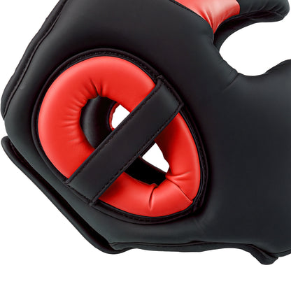SPORTNOW Boxing Helmet MMA Headgear with Adjustable Strap for Grappling Sparring Martial Arts Kickboxing Karate Size L Red and Black