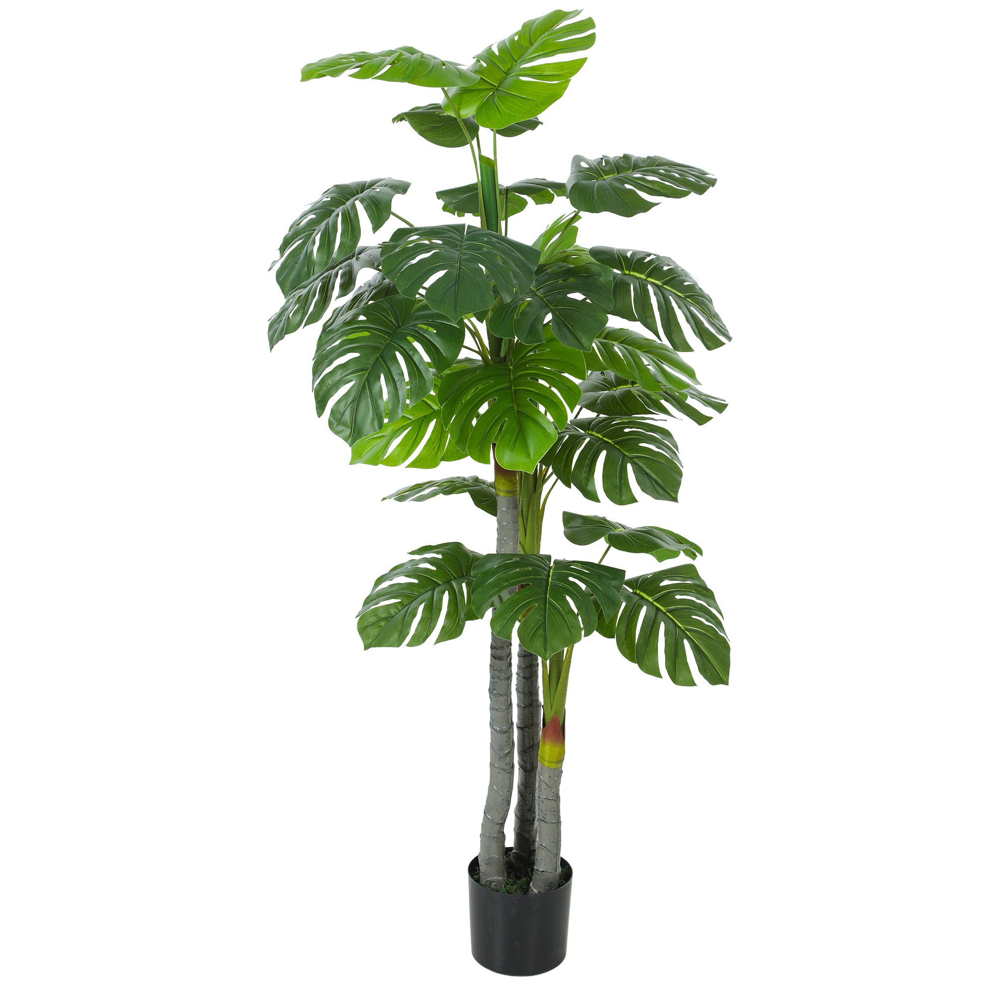 Artificial Monstera Tree, 1.5 m (4.9 ft) – Realistic Trunk & Branches, 20 Large Leaves, Pot Included