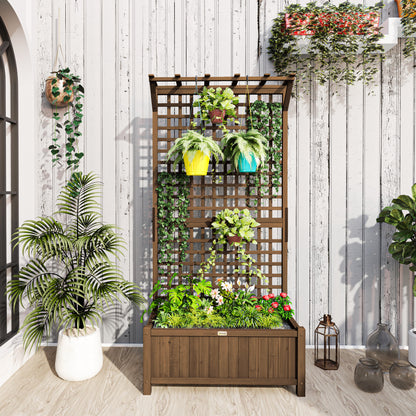 Raised Bed Planter Box with Trellis, Trellis Planter Flower Box Wood, Garden Trellis 90 x 45 x 183cm for Garden Balcony Terrace, Flower Pot for Climbing Plants, Basket Plants, Flowers