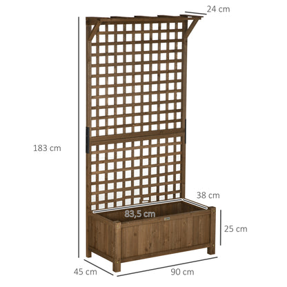 Raised Bed Planter Box with Trellis, Trellis Planter Flower Box Wood, Garden Trellis 90 x 45 x 183cm for Garden Balcony Terrace, Flower Pot for Climbing Plants, Basket Plants, Flowers