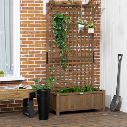 Raised Bed Planter Box with Trellis, Trellis Planter Flower Box Wood, Garden Trellis 90 x 45 x 183cm for Garden Balcony Terrace, Flower Pot for Climbing Plants, Basket Plants, Flowers