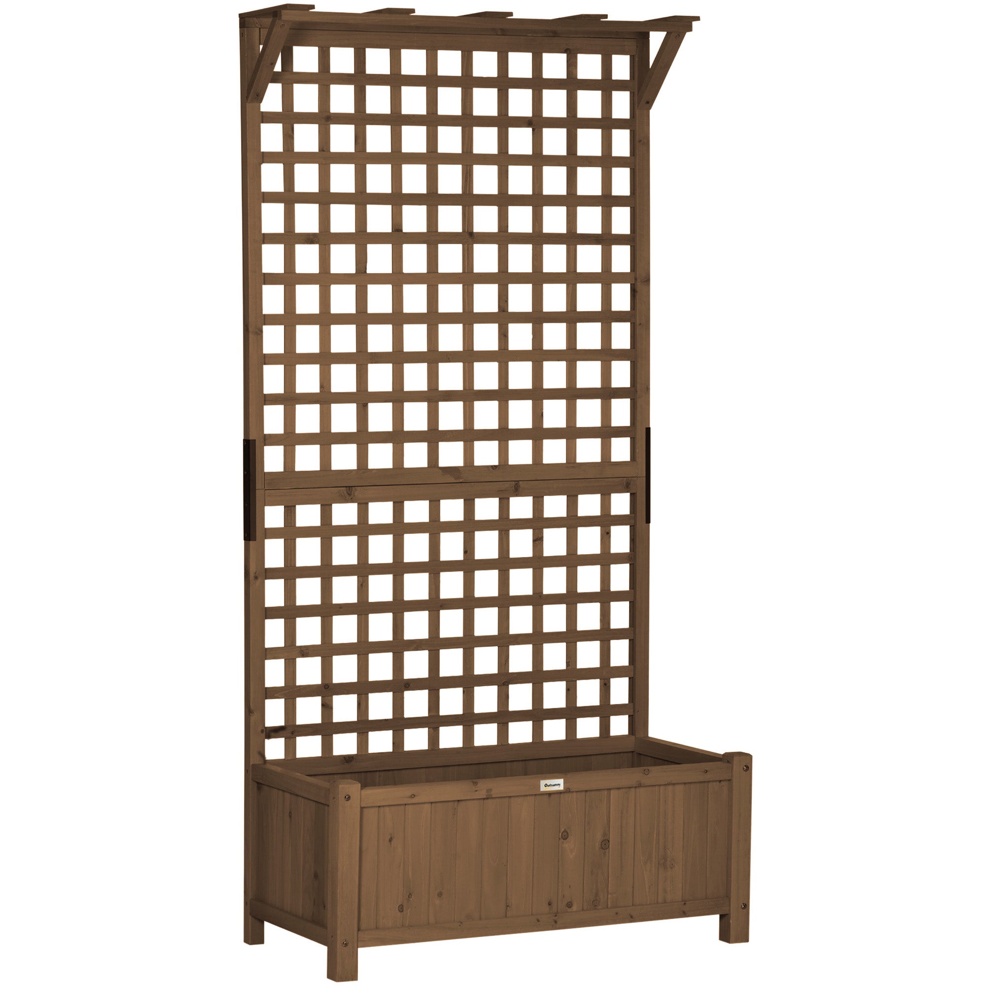 Raised Bed Planter Box with Trellis, Trellis Planter Flower Box Wood, Garden Trellis 90 x 45 x 183cm for Garden Balcony Terrace, Flower Pot for Climbing Plants, Basket Plants, Flowers