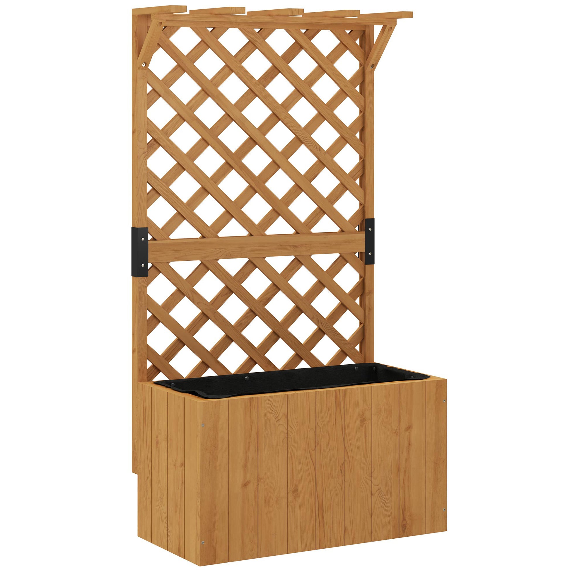 Raised Bed Planter with Trellis Roof Flower Pot Wooden, Garden Trellis 64 x 33 x 122cm for Garden Balcony Terrace, Flower pot for Climbing Plants Basket Plants, Flowers