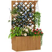 Raised Bed Planter with Trellis Roof Flower Pot Wooden, Garden Trellis 64 x 33 x 122cm for Garden Balcony Terrace, Flower pot for Climbing Plants Basket Plants, Flowers