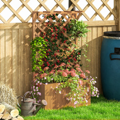 Raised Bed Planter with Trellis Roof Flower Pot Wooden, Garden Trellis 64 x 33 x 122cm for Garden Balcony Terrace, Flower pot for Climbing Plants Basket Plants, Flowers