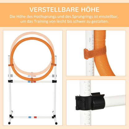 Dog Training Set Spring Ring for Pet Agility Training Portable PE White + Orange 74.5 x 66 x 91 cm