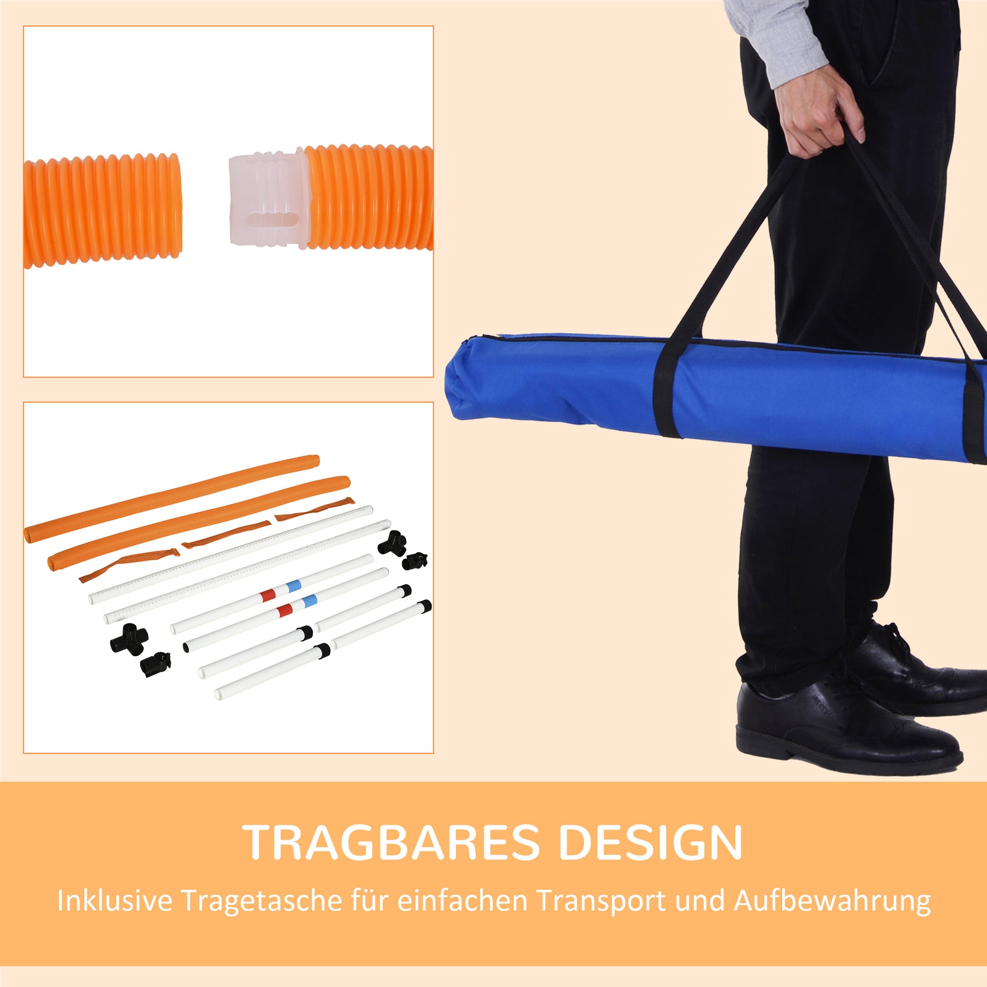 Dog Training Set Spring Ring for Pet Agility Training Portable PE White + Orange 74.5 x 66 x 91 cm