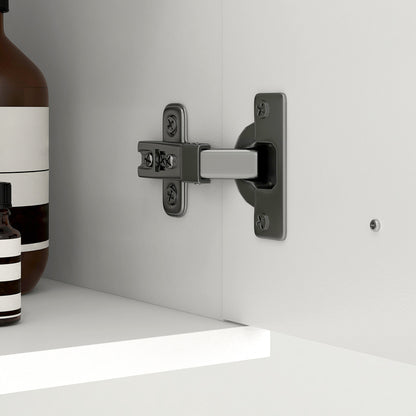 Wall Mounted Space Saving Bathroom Cabinet with 2 Cabinets, 2 Adjustable Shelves, and Open Shelf, Suspended Bathroom Column in Chipboard, 30x30x131.5 cm, Glossy White