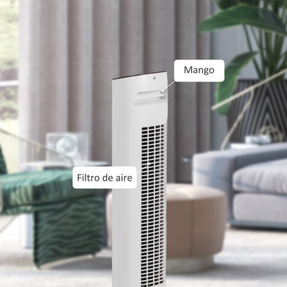 50W Tower Fan with Remote Control Silent Fan with 3 Speeds 15h Timer 85° Oscillation LED Display 30x30x78 cm White