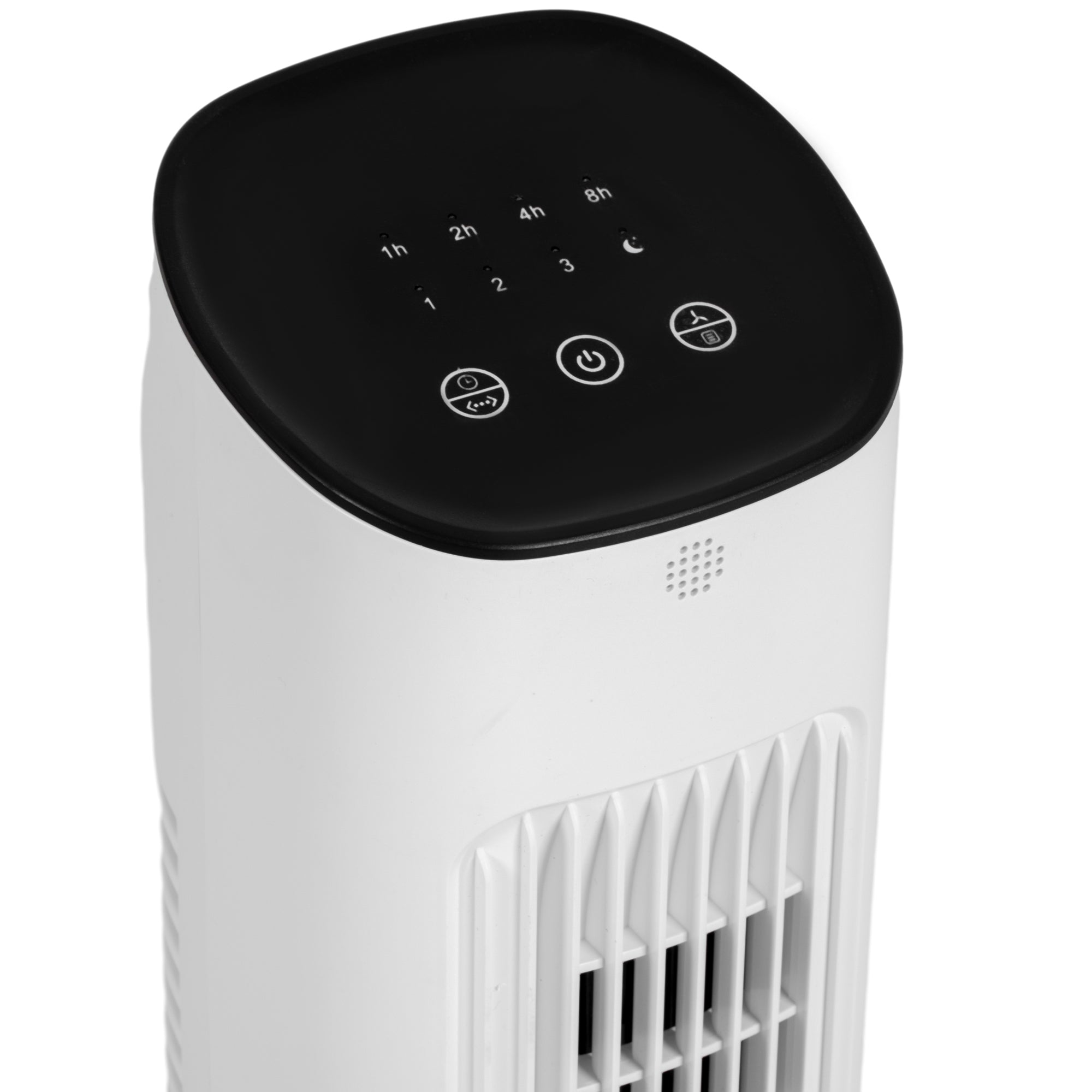 50W Tower Fan with Remote Control Silent Fan with 3 Speeds 15h Timer 85° Oscillation LED Display 30x30x78 cm White