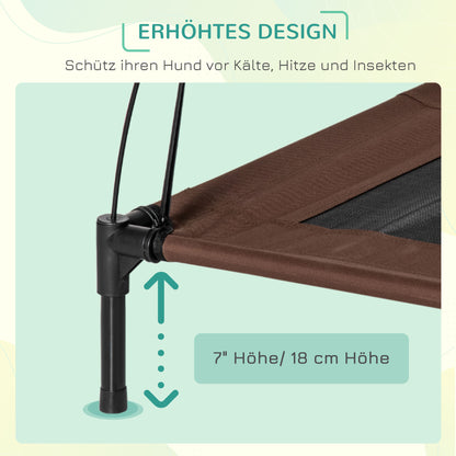 Elevated Dog Bed with Canopy, Pet Bed, Outdoor Dog Cot with Roof, Breathable, Taft Fabric for Camping Coffee 76 x 61 x 73 cm