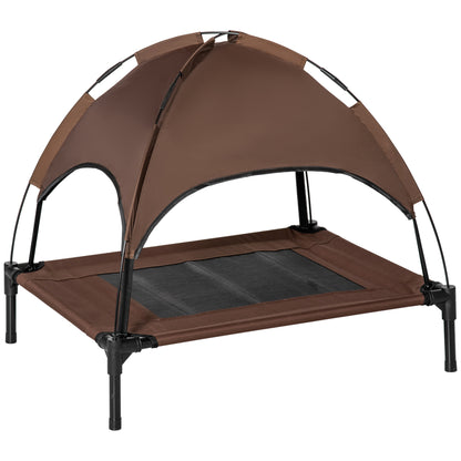 Elevated Dog Bed with Canopy, Pet Bed, Outdoor Dog Cot with Roof, Breathable, Taft Fabric for Camping Coffee 76 x 61 x 73 cm