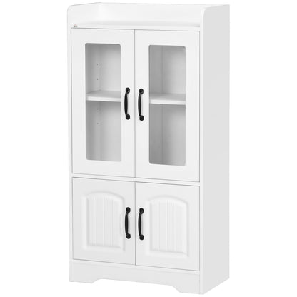 Living Room Display Cabinet Bookcase with Glass Doors Adjustable Shelf and Soft-Close Hinges for Study Home Office Bedroom 60x30x116 cm White