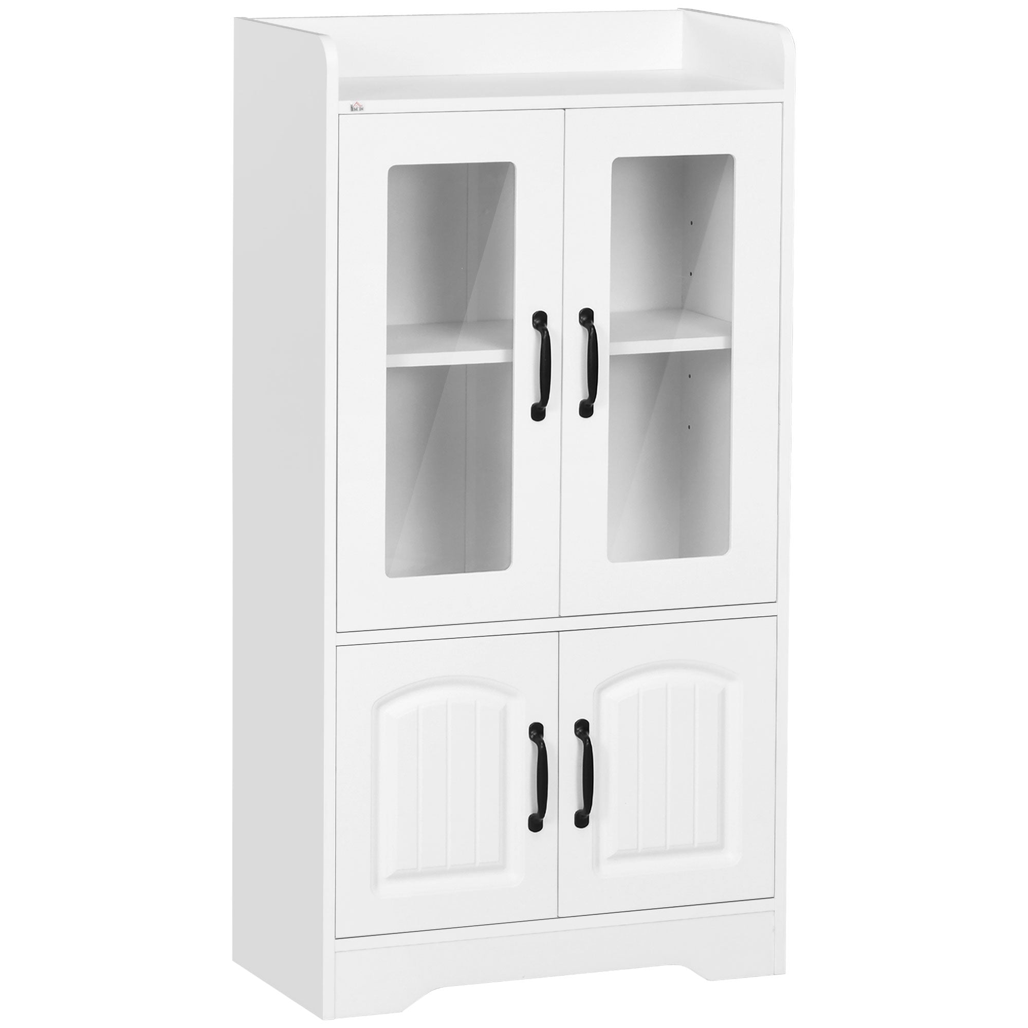 Living Room Display Cabinet Bookcase with Glass Doors Adjustable Shelf and Soft-Close Hinges for Study Home Office Bedroom 60x30x116 cm White