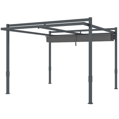 Pergola Pavilion approx. 3.5x3m Aluminum Stable Winterproof Sun Protection with Adjustable Sliding Roof Freestanding Garden Pavilion Patio Cover Canopy for Garden Balcony Gray