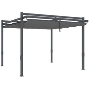 Pergola Pavilion approx. 3.5x3m Aluminum Stable Winterproof Sun Protection with Adjustable Sliding Roof Freestanding Garden Pavilion Patio Cover Canopy for Garden Balcony Gray