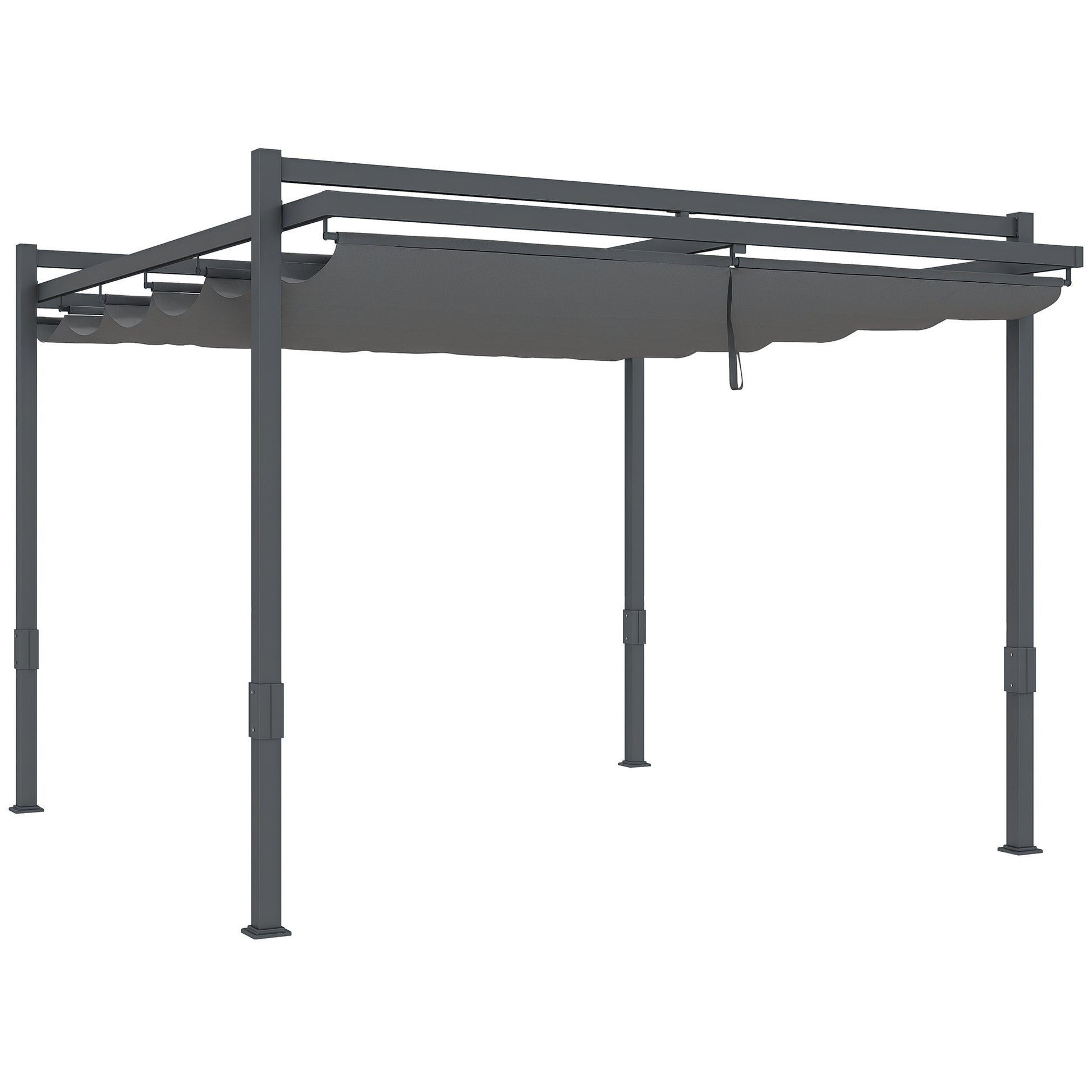 Pergola Pavilion approx. 3.5x3m Aluminum Stable Winterproof Sun Protection with Adjustable Sliding Roof Freestanding Garden Pavilion Patio Cover Canopy for Garden Balcony Gray