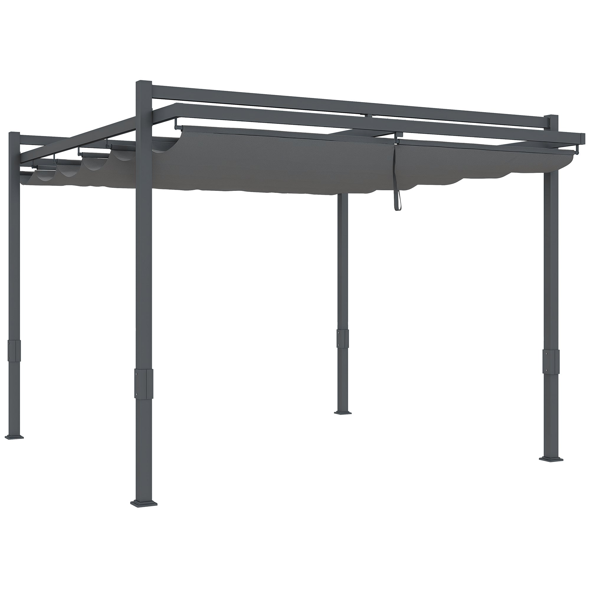 Pergola Pavilion approx. 3.5x3m Aluminum Stable Winterproof Sun Protection with Adjustable Sliding Roof Freestanding Garden Pavilion Patio Cover Canopy for Garden Balcony Gray