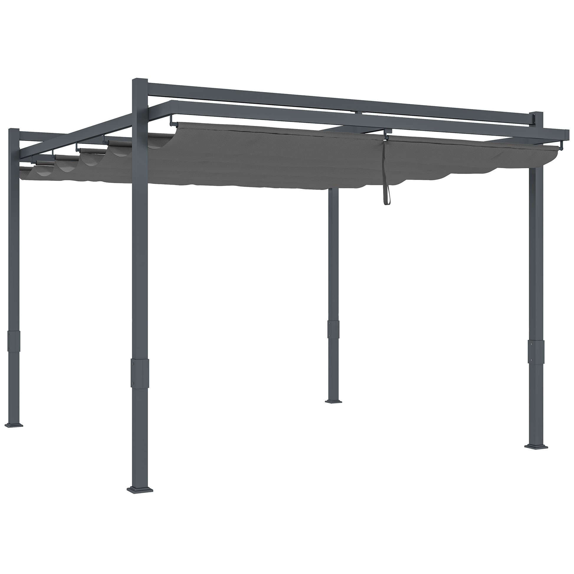 Pergola Pavilion approx. 3.5x3m Aluminum Stable Winterproof Sun Protection with Adjustable Sliding Roof Freestanding Garden Pavilion Patio Cover Canopy for Garden Balcony Gray
