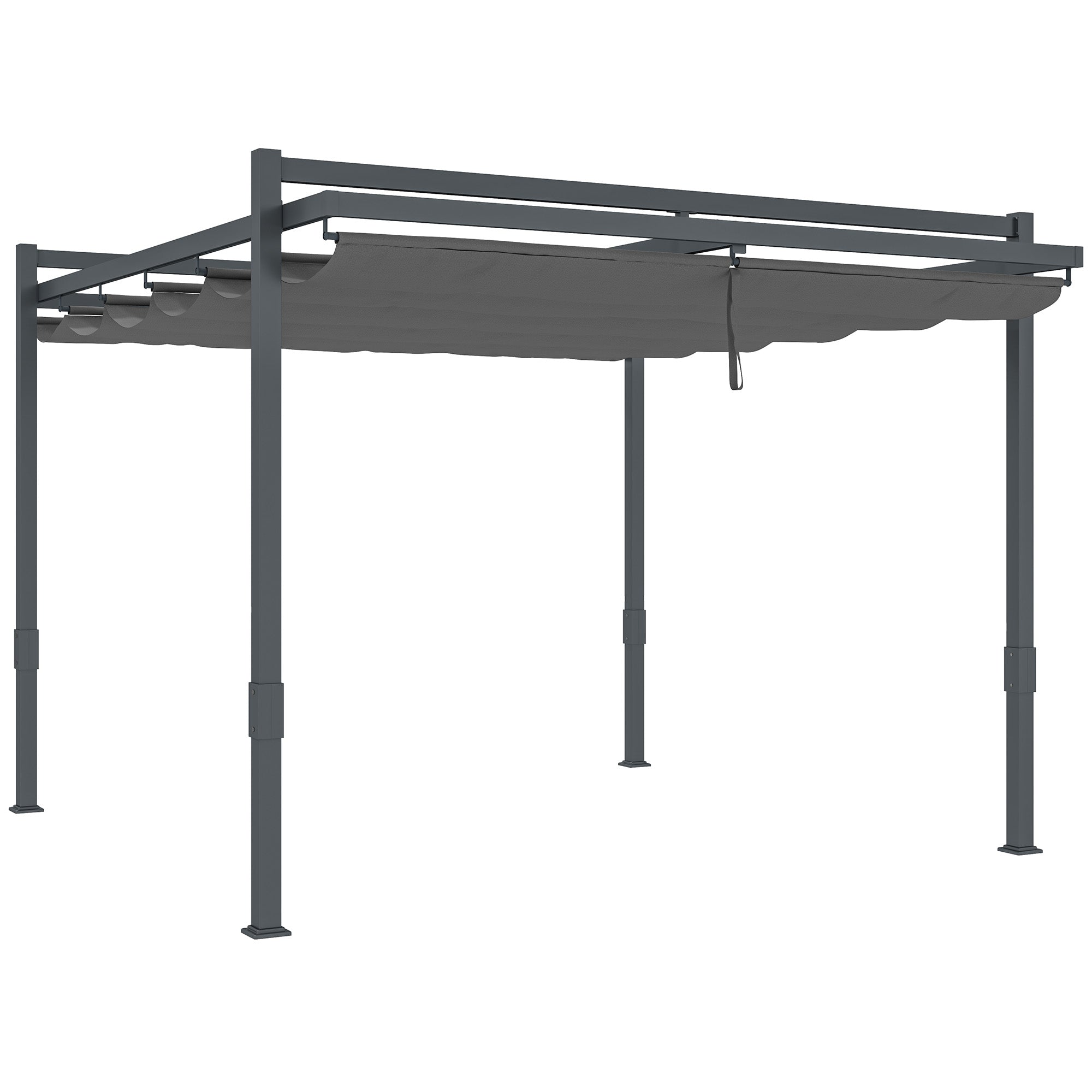 Pergola Pavilion approx. 3.5x3m Aluminum Stable Winterproof Sun Protection with Adjustable Sliding Roof Freestanding Garden Pavilion Patio Cover Canopy for Garden Balcony Gray